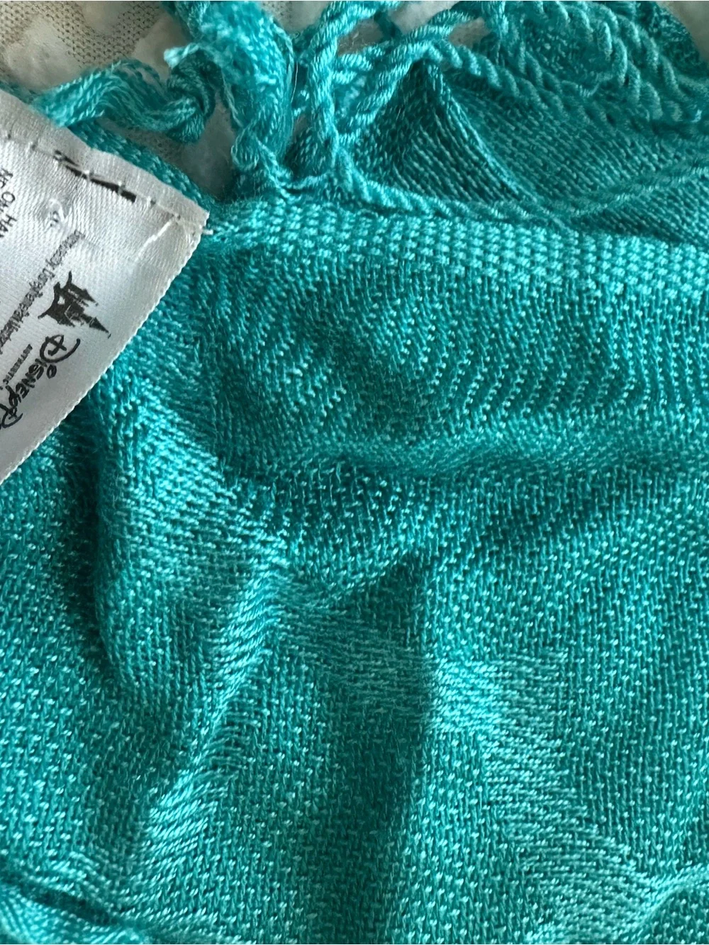 Disney Parks Teal Fringed Knit Scarf